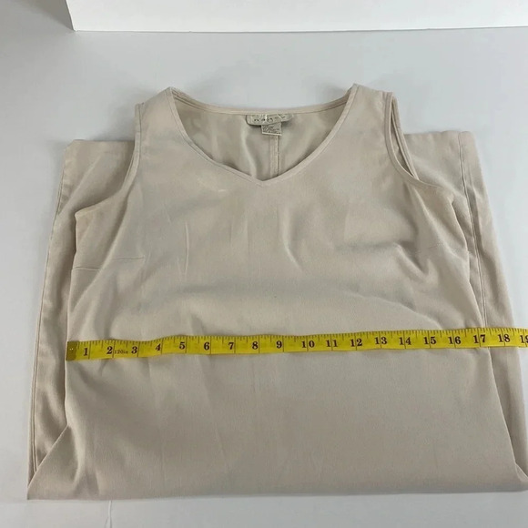 Cream beige solid clean girl v neck old money aesthetic bodycon midi dress sz 8 - Picture 6 of 12